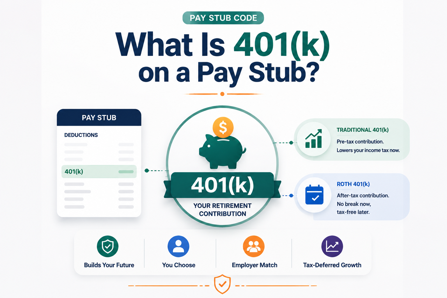 What Is 401(k) on a Pay Stub? Pre-Tax, Roth, and Contribution Limits